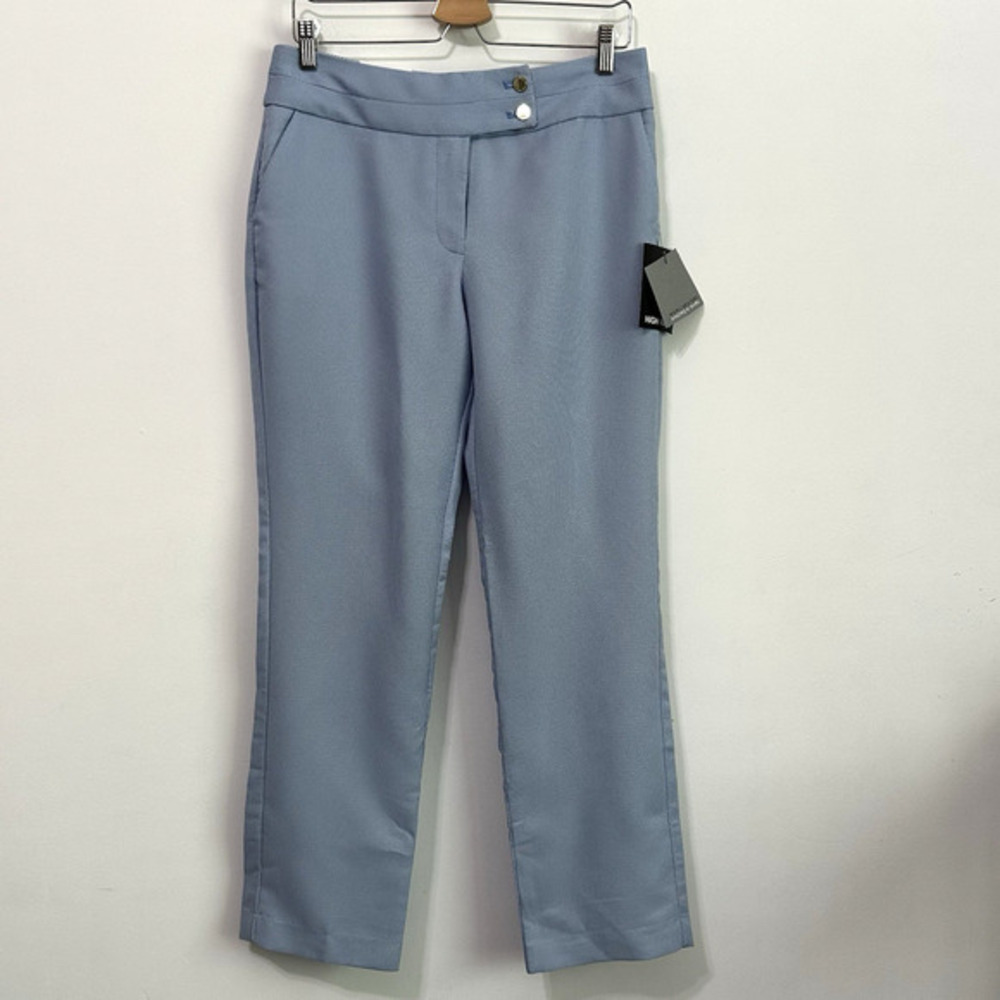 ANDREW MARC NEW YORK Straight Leg Pants 8 Blue Textured Work Trouser 32x30‎ NEW